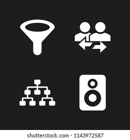 marketing icon set with loudspeaker, exchange and funnel vector icons for web and graphic design
