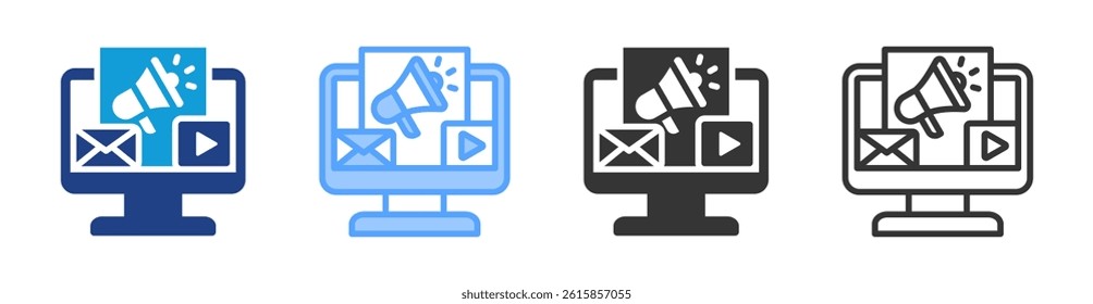 Marketing icon set multiple style collection