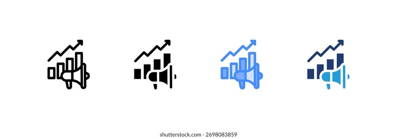 Conjunto de iconos de marketing colección de estilos múltiples. Ilustración vectorial.