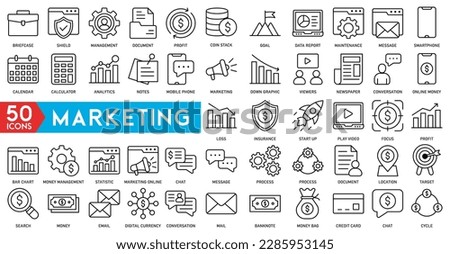 Marketing icon set - Search Engine Optimization. Thin line web icon collection. Simple vector illustration