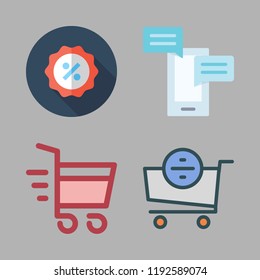 marketing icon set. vector set about chat, shopping cart and promotions icons set.