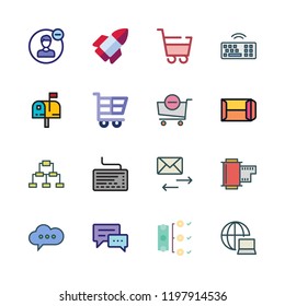 marketing icon set. vector set about user, keyboard, email and startup icons set.