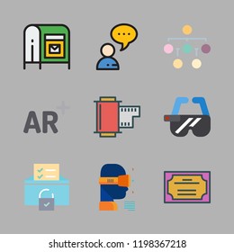 marketing icon set. vector set about chat, certificate, mail and negative icons set.