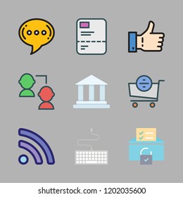 marketing icon set. vector set about chat, networking, report and rss icons set.
