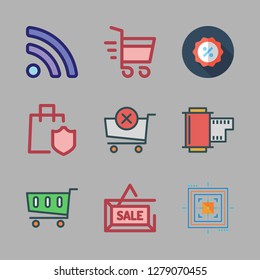 marketing icon set. vector set about promotions, negative, rss and sale icons set.