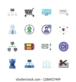 marketing icon set. vector set about hierarchical structure, email, strategy and chat icons set.