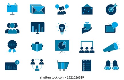 Marketing icon set vector,  illustration logo template in trendy style. Can be used for many purposes.