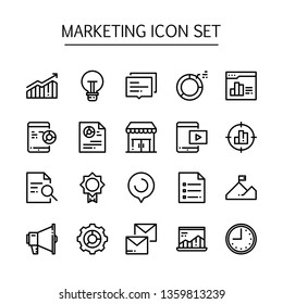 Marketing Icon Set Vector Line Style