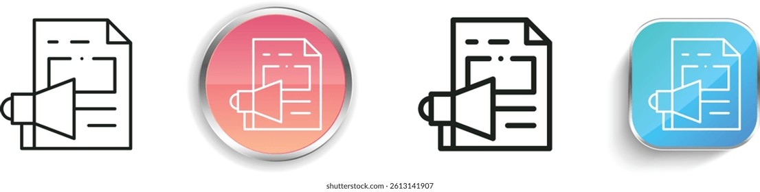 marketing icon. Thin Linear, Regular and Button Style Design Isolated On White Background