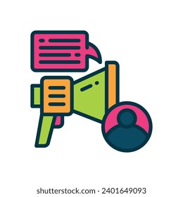 Marketingsymbol. Mit Vektorgrafik gefülltes Farbsymbol für Ihre Website, Ihr Handy, Ihre Präsentation und Ihr Logo-Design.