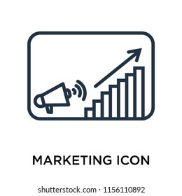 Marketing icon vector isolated on white background, Marketing transparent sign , thin symbol or stroke element design in outline style