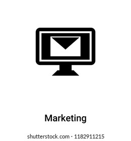 Marketing icon vector isolated on white background, logo concept of Marketing sign on transparent background, filled black symbol
