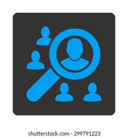 Marketing icon. Vector style is blue and gray colors, flat rounded square button on a white background.