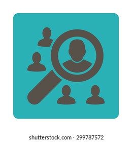 Marketing icon. Vector style is grey and cyan colors, flat rounded square button on a white background.