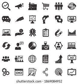 Iconos de marketing. Diseño de esgrima negra. Ilustración vectorial.