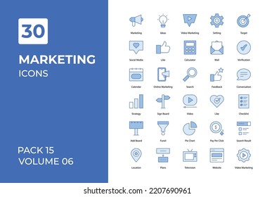 Marketing icons collection. Set vector line with elements for mobile concepts and web apps. Collection modern icons.