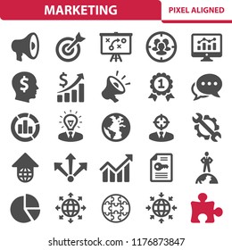 Marketing Icons. Professional, pixel perfect icons, EPS 10 format.