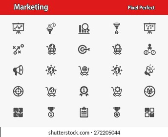 Marketing Icons. Professional, pixel perfect icons optimized for both large and small resolutions. EPS 8 format.