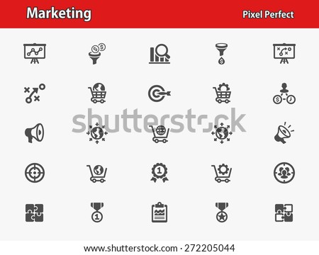 Marketing Icons. Professional, pixel perfect icons optimized for both large and small resolutions. EPS 8 format.