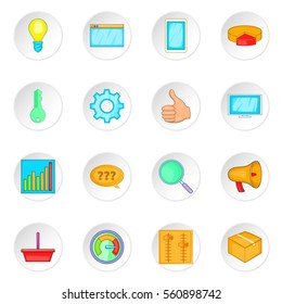Marketing icons set. Cartoon illustration of 16.