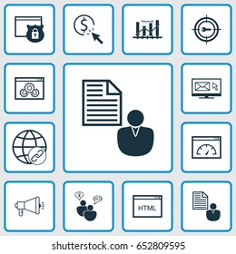 Marketing Icons Set. Collection Of Coding, Newsletter, Connectivity And Other Elements. Also Includes Symbols Such As Speed, Building, Pay.