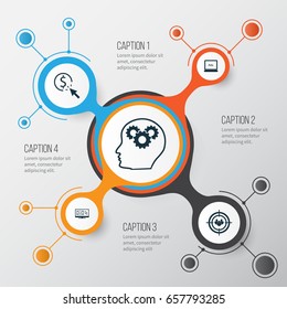 Marketing Icons Set. Collection Of Focus Group, Intellectual Process, Newsletter And Other Elements. Also Includes Symbols Such As Brain, Marketing, Advertising.