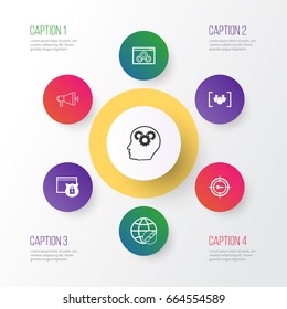Marketing Icons Set. Collection Of Keyword Marketing, Connectivity, Media Campaign And Other Elements. Also Includes Symbols Such As Marketing, Creativity, Performance.
