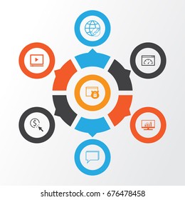 Marketing Icons Set. Collection Of PPC, Security, Loading Speed And Other Elements. Also Includes Symbols Such As Performance, Click, Link.