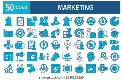 Marketing icons set. Content, search, marketing, ecommerce, seo, electronic devices, internet, analysis, social and more line icons on white background�