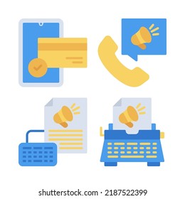 marketing icons set = online payment, telephone, keyboard, typewriter. Perfect for website mobile app, app icons, presentation, illustration and any other projects