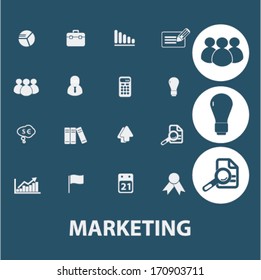 marketing icons, signs set, vector