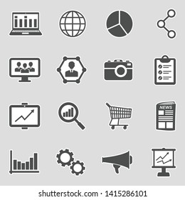 Marketing Icons. Sticker Design. Vector Illustration.