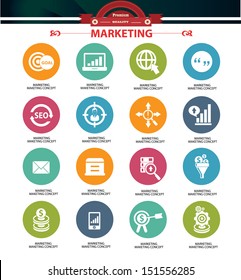 Marketing icons,Colorful version,vector