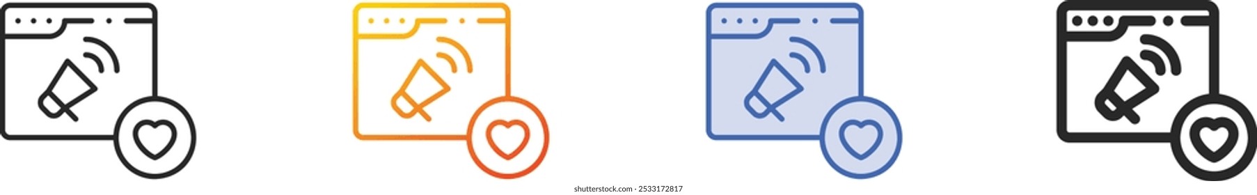 marketing icon.Thin Linear, Gradient, Blue Stroke and bold Style Design Isolated On White Background