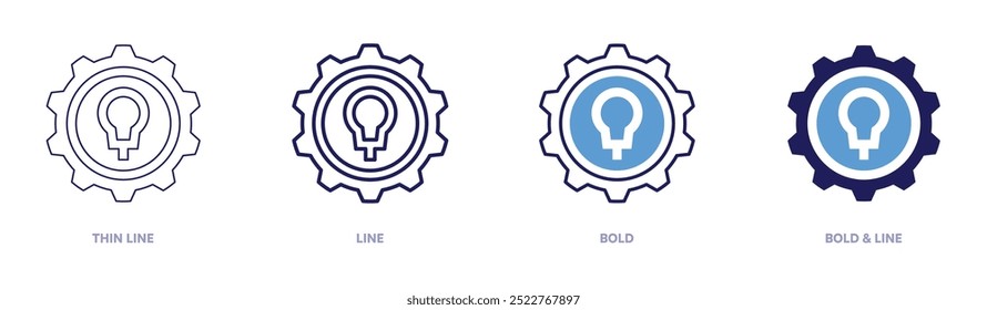 Marketing ideas icon in 4 different styles. Thin Line, Line, Bold, and Bold Line. Duotone style. Editable stroke.
