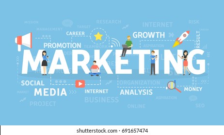 Marketing illustartion concept. Idea of business, growth and media.