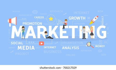 Marketing illustartion concept. Idea of business, growth and media.