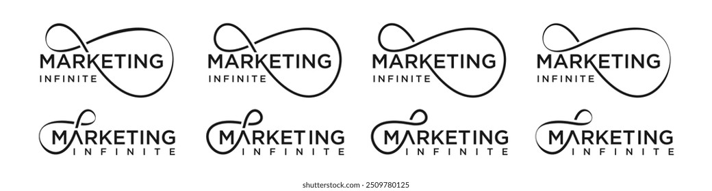 Marketing Infinity Logo Design, Wortmarke Marketing mit Infinity Icon Kombination, Vektorgrafik