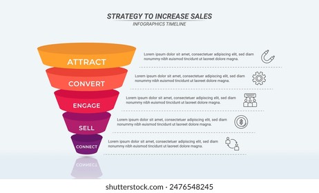 Marketing Infographic to Increase Sales with 5 Steps for Business Plans, Marketings, and Presentations.