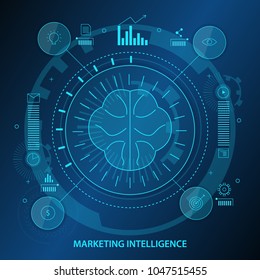 Marketing intelligence - Marketing strategy - Marketing Process vector concept