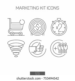 Marketing kit thin line icon set