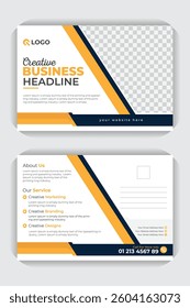 Marketing landscape poster Invitation Design, Corporate business or marketing agency double sided Landscape poster. Corporate business postcard template or EDDM postcard design layout
