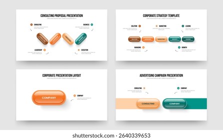Marketing Launch Four Five One Two Element Diagram Frame Design Vector Illustration Set. Project Development 4 5 1 2 Step Infographic Slideshow Template Bundle.