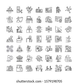 Marketing launch linear icons, signs, symbols vector line illustration set