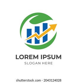 marketing and leaf logo design template concept vector with flat colorful style