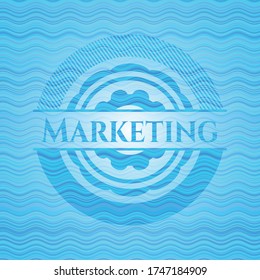 Marketing light blue water badge. Vector Illustration. Detailed. 