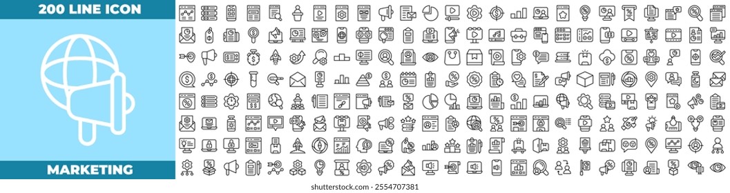 Marketing Line Editable Icons set.