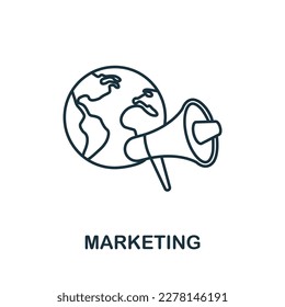 Icono de línea de marketing. Signo de elemento coloreado de la colección de marketing. Signo de icono de esquema de marketing plano para diseño web, infografías y más.