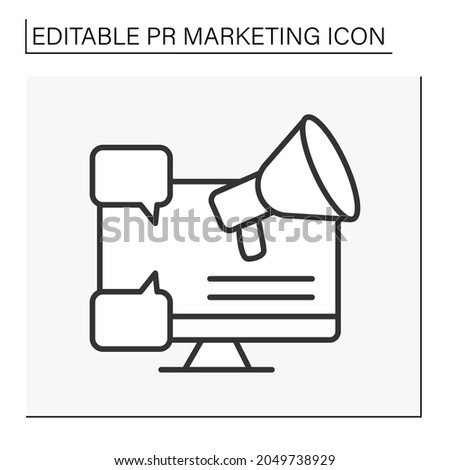Marketing line icon. Improving and maintaining the company brand. PR marketing concept. Isolated vector illustrations. Editable stroke