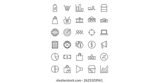 marketing line icon pack illustration
